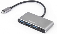 Y10A200-A1 Premium USB C hub-4 ports USB-C to USB-A (3x) and USB-C (1x)-bus-powered USB hub-port extender-USB type C external 4 USB port, aluminum cha