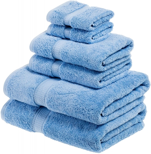 Superior 900g Egyptian cotton 6-piece towel set light blue