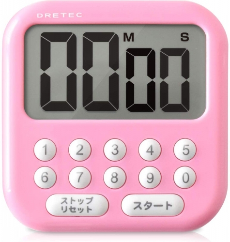 dretec(dretec) large screen timer *large setting 99 minutes and 99 seconds with countdown function, flip 10 T-544 pink T-544PK