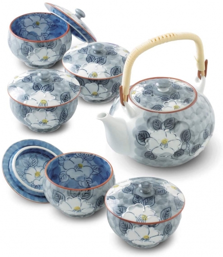 RANCHANT Arita-yaki Taste the charm of tea ware-Zhen camellia tea set set (teapot×1 teacup with lid×5)