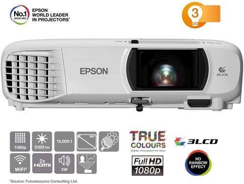 EPSON Epson EH-TW650 Full HD 3100 Lumens Wi-Fi Home Theater/Game Projector-White
