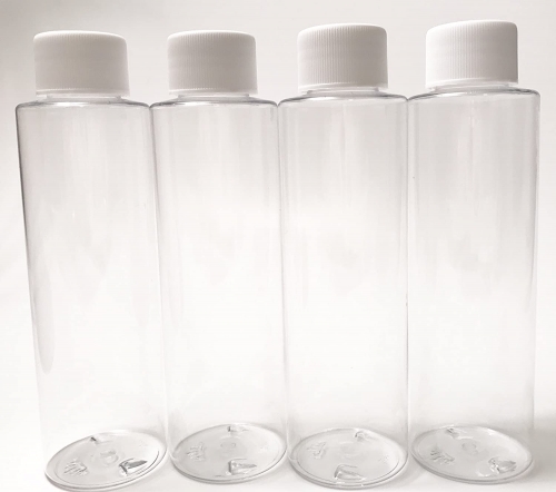 Choice transparent round cylindrical plastic bottle 24/410 8 bottles
